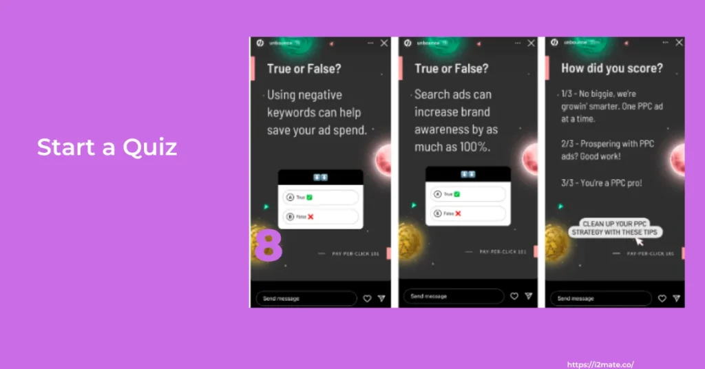 start quiz on insta
