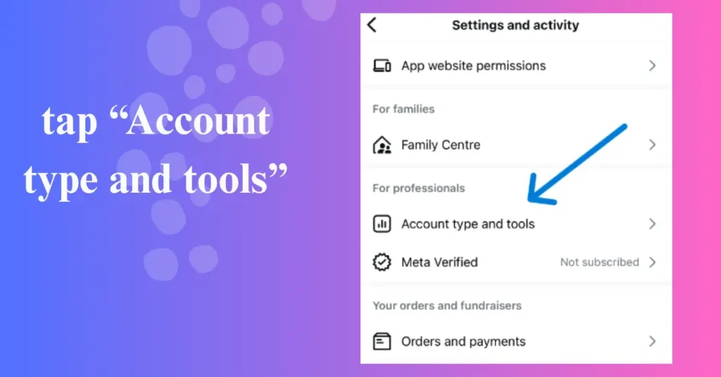 tap “Account type and tools